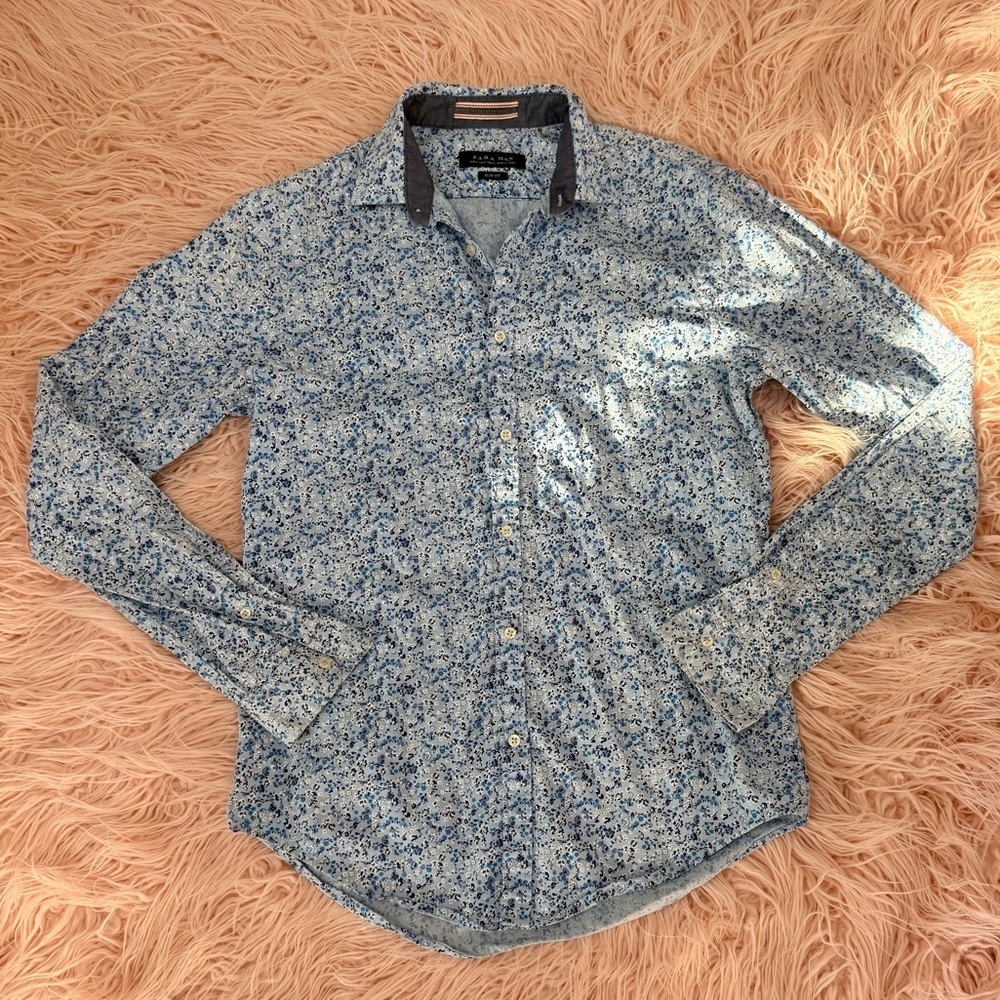 Zara Man Slim Fit Floral long sleeves polo